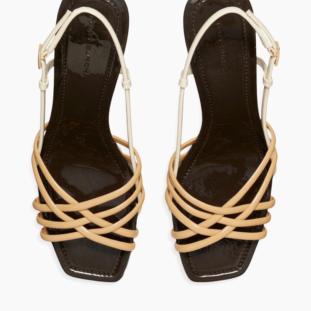 Tory Burch Two-Tone Espadrille Wedge Sandals - White and Tan